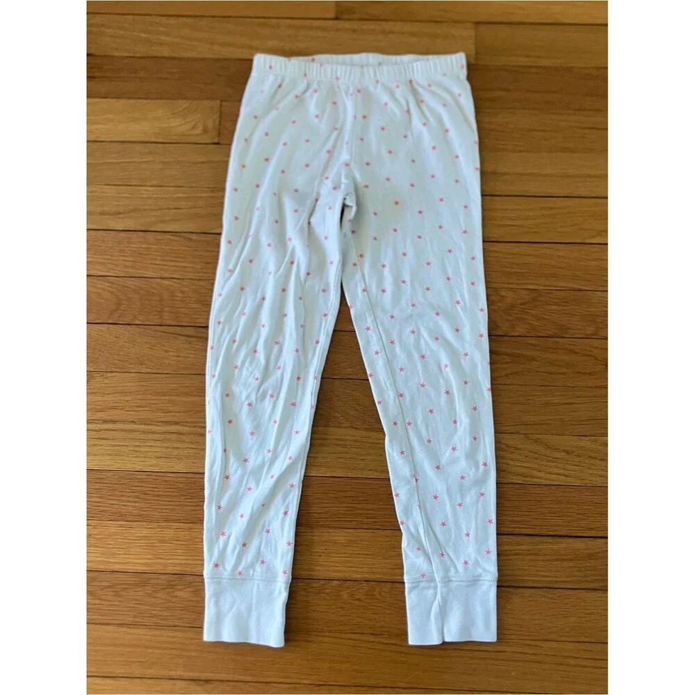 Mini Boden White Pink Blue Star Cotton Two Piece Cozy Pajamas 8